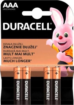 Батарейки Duracell Basic AAA/LR03 Блістер 4 шт (DURACELL Basic AAA/LR03 BL4)