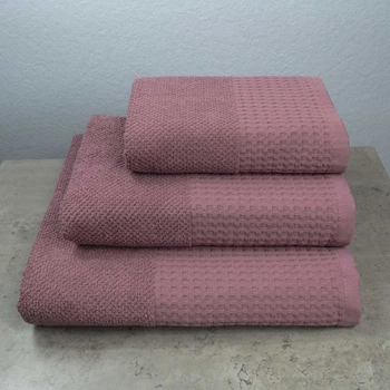 Комплект махровых полотенец Вафельный Бордюр 3шт GM Textile 40х70см, 50х90см, 70х140см 450г/м2 (Виноград)