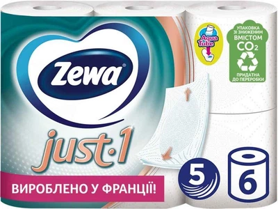 Туалетний папір ZEWA 6шт 5 шарів Just 1 білий