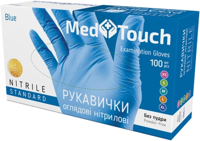 Перчатки обзорные MedTouch Standard нитриловые текстурированные Нестерильные без пудры размер XL 100 шт Голубые (4820226660644)