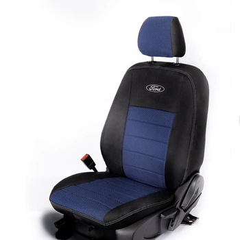 Комплект модельных чехлов AMI.AUTO из автоткани черно-синие на Форд С макс (Ford C Max) 2003-2010 минивен