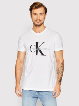 Koszulka męska bawełniana Calvin Klein Jeans J30J320935-YAF S Biała (8719855868841)