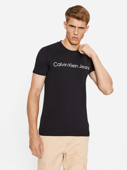 Koszulka męska bawełniana Calvin Klein Jeans J30J322552-BEH S Czarna (8719856760366)