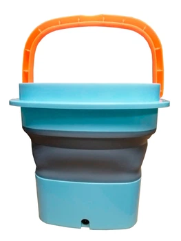 Складна міні-пралка Folding Washing Machine Блакитна з памаранчевою ручкою. (MP 2690)