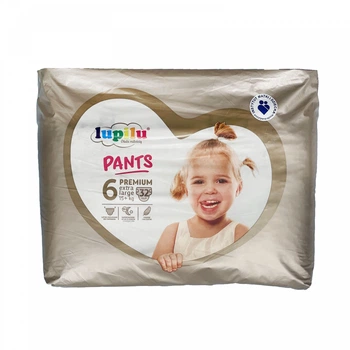 Дитячі підгузники - трусики Lupilu Pantsy Premium Jumbo Bag Розмір 6 Extra Large, 15+ кг, 32 шт
