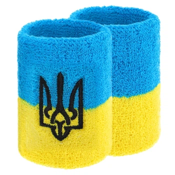 Напульсник спортивный махровый Герб Украины BC-9280 1шт Цвет: Желтый-голубой