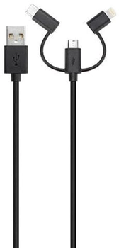 Kabel Xqisit USB Type A-micro-USB-USB Type-C-Apple Lightning 1 m Black (4029948065199)