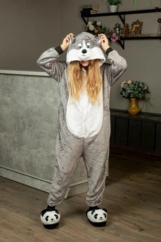 Піжама Кігурумі Для Дівчаток My Kigu Дитяча Хаски Сіра M 155-165 см (1090)