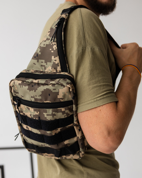 Нагрудна сумка барсетка слінг Tactica3, із системою молі, колір піксель