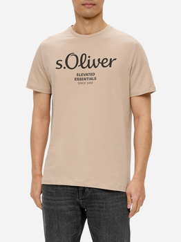 T-shirt męski bawełniany s.Oliver 10.3.11.12.130.2152232-82D1 S Beżowy (4099975524280)