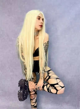Парик на сетке Lace Wig Super Straight тон 613 длинный блонд 100 см термостойкое волокно