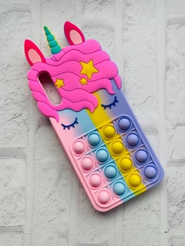 Чохол Попит Антистрес Поп-Іт Pop It для Samsung А50 (2019) А505 Єдиноріг Рожево-фіол.