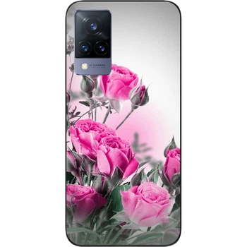 Силиконовый бампер SMTT для Vivo V21 с изображением Розовые розы