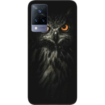 Силиконовый чехол SMTT для Vivo V21 с картинкой Филин на черном фоне
