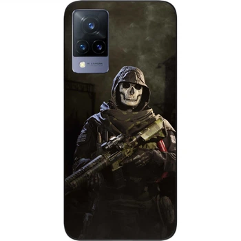 Силиконовый чехол SMTT для Vivo V21 с картинкой Call of Duty Ghost Призрак