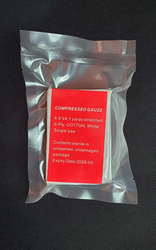 Бинт для тампонади компресований z-складений compressed gauze для військової аптечки
