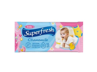 Вологі серветки SUPER FRESH 15шт Ромашка