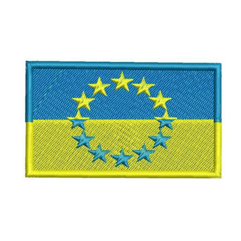 Шеврон на липучці (велкро) Прапор України +Євро 10х8,5 см Чорний 5004