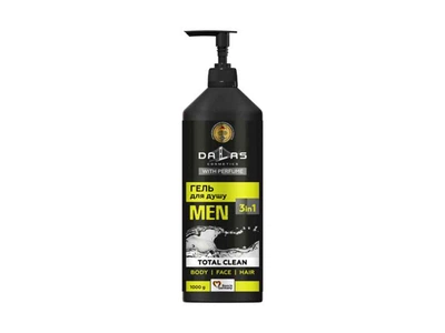 Гель-шампунь DALAS 1л для душу Чоловічий 3в1 Total Clean