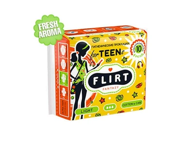 Прокладки гігієнічні FANTASY FLIRT 3 крапель teen fresh - cotton & care 10шт