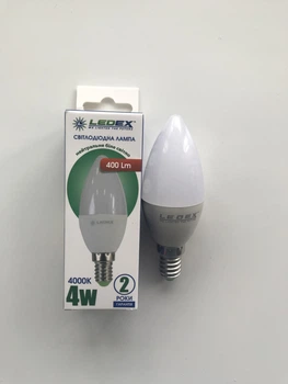 Світлодіодна лед LED лампа свічка 4вт 4W 4ват Е14 4000К біле
