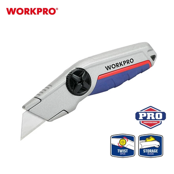Нож трапециевидный алюминиевый с усиленной фиксацией WORKPRO PRO PLUS WP213013