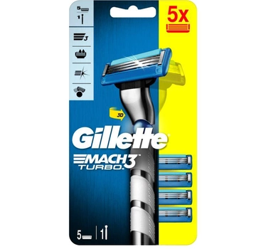 Бритва для гоління Gillette Mach3 Turbo з 5 змінними картриджами (7702018610228)