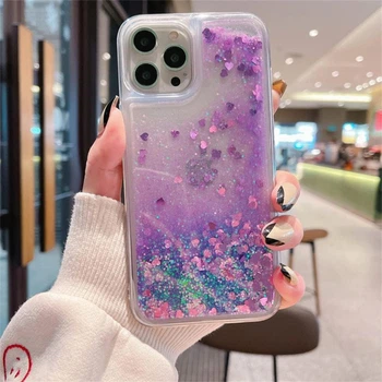 Чехол Glitter для Iphone 14 Pro бампер жидкий блеск аквариум фиолетовый