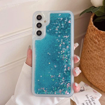 Чохол Glitter для Samsung Galaxy A34/A346 бампер рідкий блиск акваріум синій