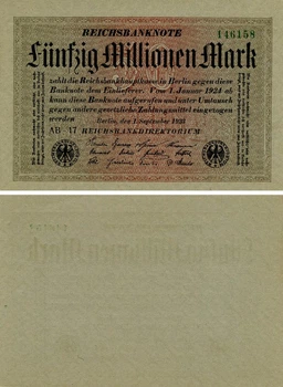Банкнота Німеччина 50000000 марок 1923 AU-UNC 50 Millionen (P109a)