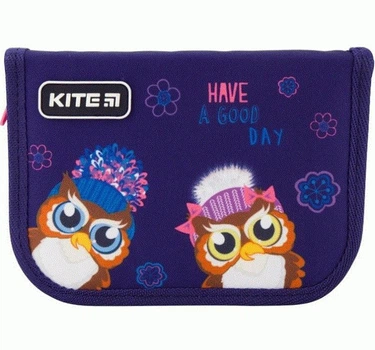 Пенал з наповненням Owls 20x14x3.7 см 1 відділення,2 відв., Kite