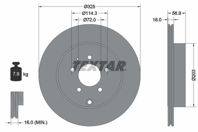 Тормозные диски TEXTAR 92223603 Mazda CX-7, CX-9 TD1126251, L23226251B, L23226251C