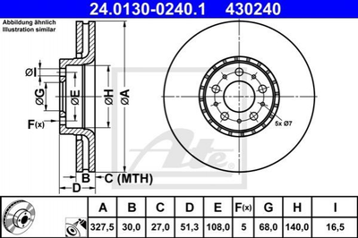 Тормозные диски ATE 24013002401 Volvo XC90 31400893, 31262489