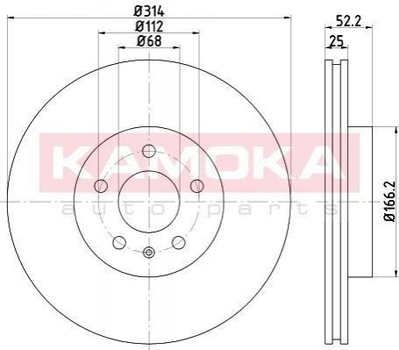 Тормозные диски KAMOKA 103137 Audi A4, Allroad, A5 8K0615301