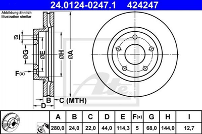 Гальмівні диски ATE 24012402471 Nissan Juke 402061KA3A, 402061KA3B