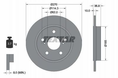 Тормозные диски TEXTAR 92164003 Toyota Auris, Corolla 4243102170, 4243102180, 4243112280