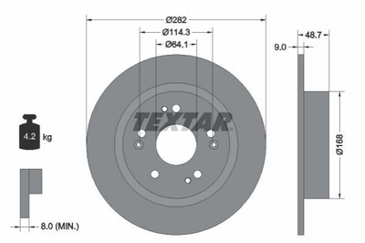 Тормозные диски TEXTAR 92301603 Honda HR-V 42510T7WA01, 42510T7WA02, 42510T7JH00