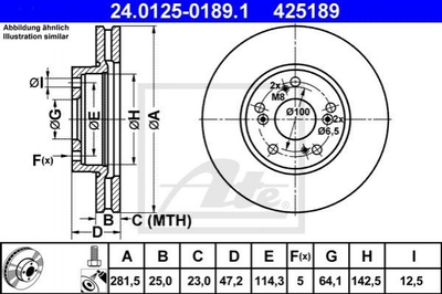 Диски гальмівні ATE 24012501891 Honda FR-V 45251SJHE10