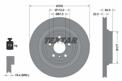 Тормозные диски TEXTAR 92254505 Mercedes M-Class, GLE-Class 1664230412, A1664230412