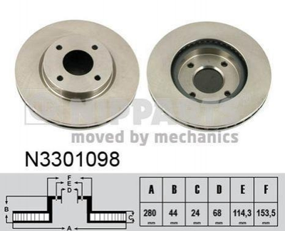 Тормозные диски NIPPARTS N3301098 Nissan Tiida 40206EM10A, 40206EM10B, 40206ET00A