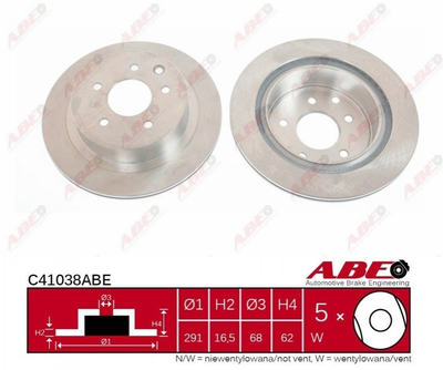 Тормозные диски ABE C41038ABE Nissan X-Trail, Qashqai, Leaf; Renault Kaleos, Kadjar 432068H305, 432068H700, 432068H701