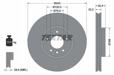 Тормозные диски TEXTAR 92230305 Volkswagen Multivan, Transporter 7E0615301C, 7E0615301F