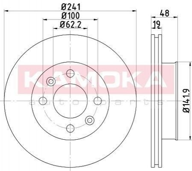 Тормозные диски KAMOKA 1031093 Hyundai Getz 517121C000