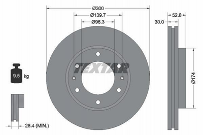 Тормозные диски TEXTAR 92203800 Hyundai H-1 517124H500, 517124H000