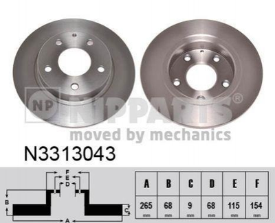 Тормозные диски NIPPARTS N3313043 B45G26251B, B45G26251A, BJS726251B