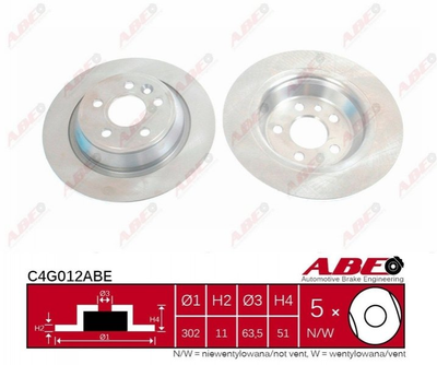 Тормозные диски ABE C4G012ABE Ford Galaxy, Mondeo, S-Max, Focus, Kuga; Land Rover Range Rover 1379931, 1385590, 1405500