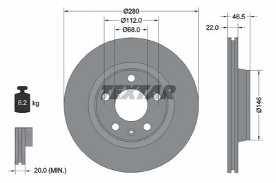 Тормозные диски TEXTAR 92083505 Volkswagen Passat; Audi A4, A8; Seat Exeo 8E0615301B, 8E0615301D, 8E0615301P