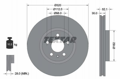 Диски гальмові TEXTAR 92229305 Audi A5, A4, Allroad, A6, Q5, A7 8R0615301, 8R0615301C, 8R0615301D