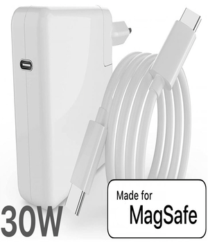 Блок Питание для MacBook 30W Зарядка для ноутбука + кабель USB-C в подарок White PAVLYSH (PZ-07)