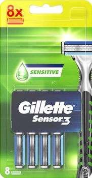 Maszynka do golenia Gillette Sensor 3 Sensitive z 8 wymiennymi wkładami (7702018589029)